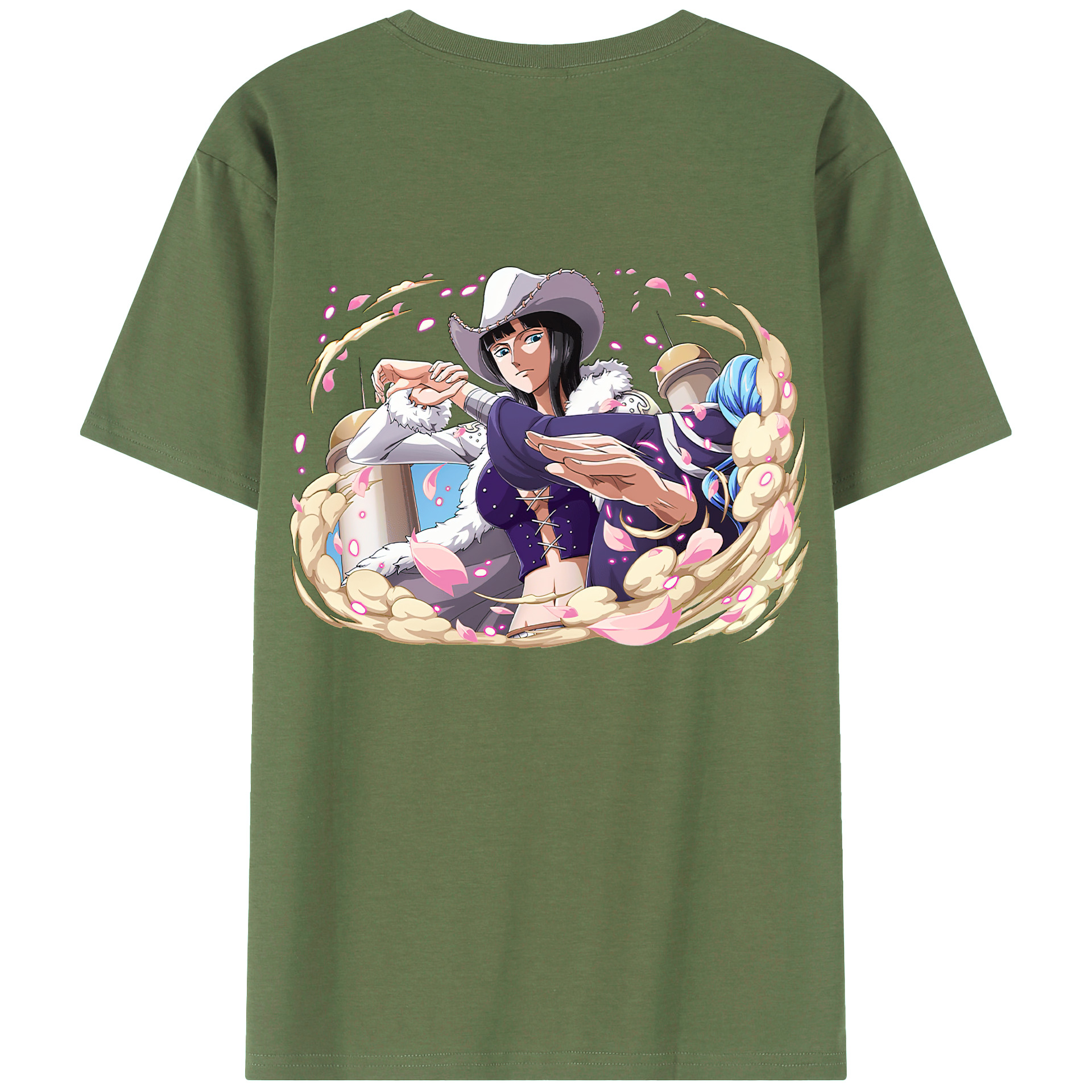 ワンピース ニコ・ロビン ONE PIECE Nico Robin 綿100％ メンズ半袖Tシャツ（バックプリント） 通気性